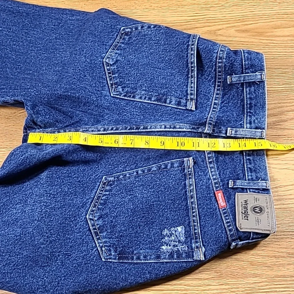 WRANGLER VINTAGE MENS STRAIGHT PREMIUM DISTRESSED LIKE NEW DENIM BLUE JEAN 34x31